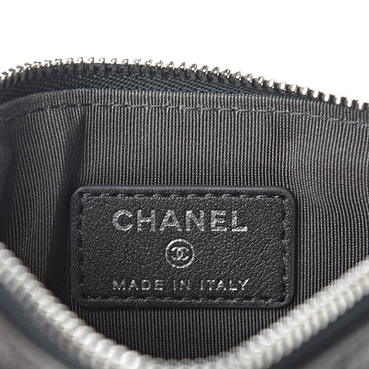 Chanel Goatskin Camellia Embossed Cosmetic Pouch Anthracite 6 of 8