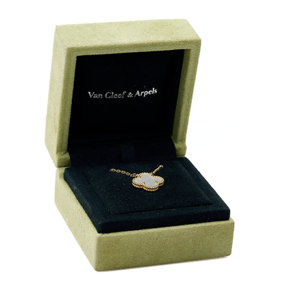 Van Cleef & Arpels 18K Yellow Gold Mother of Pearl Vintage Alhambra Pendant Necklace 7 of 7