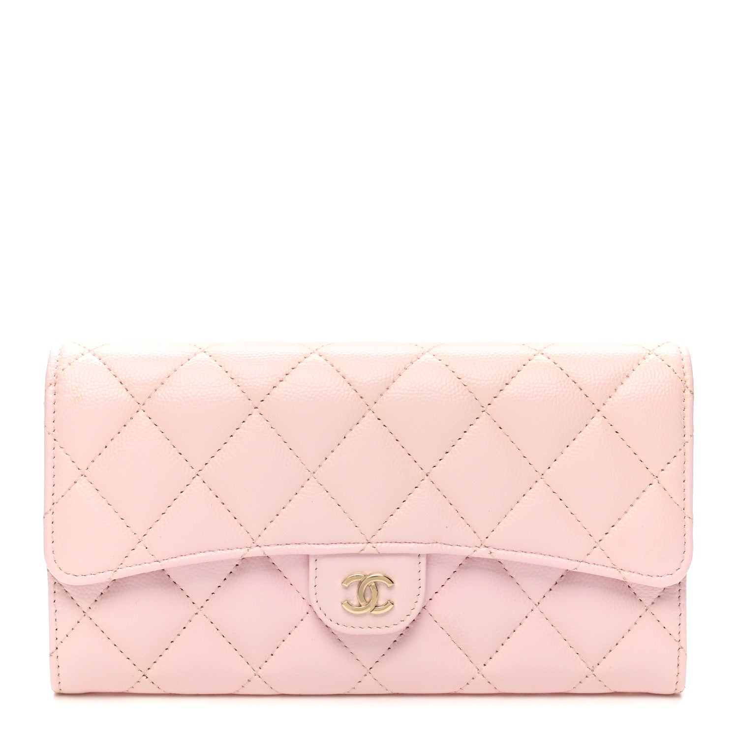 Chanel Caviar Quilted Large Gusset Flap Wallet Light Pink 1 of 8