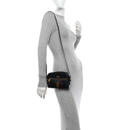 Gucci Calfskin Web Mini Ophidia Shoulder Bag Black 2 of 12