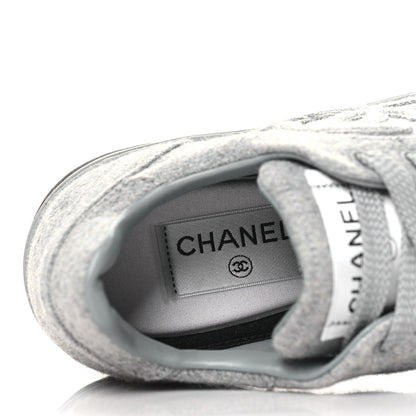 Chanel Wool Mixed Fibers Womens CC Sneakers 38 Light Grey 7 of 8