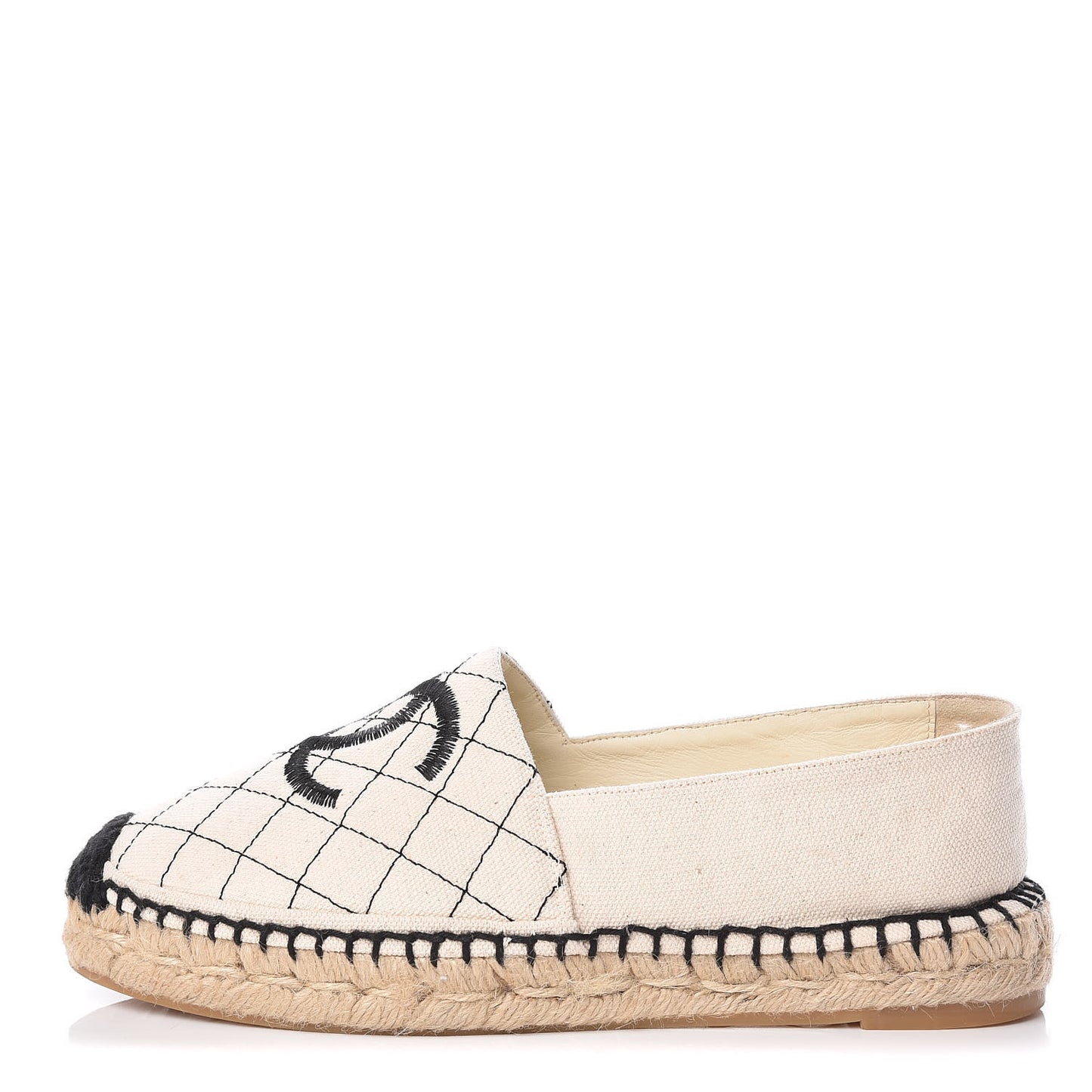 Fabric Biarritz CC Espadrilles 37 Beige Black