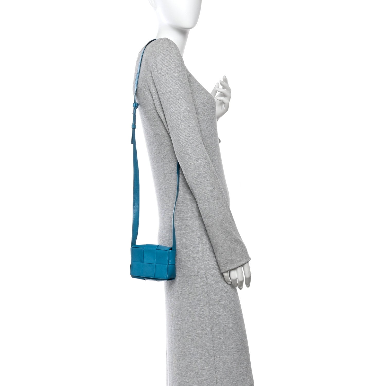 Bottega Veneta Paper Calfskin Maxi Intreccio Extra Mini Cassette Crossbody Bag Blue 2 of 10
