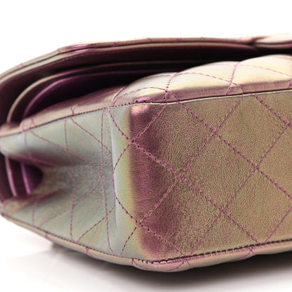 Chanel Iridescent Lambskin Quilted Medium Double Flap Purple 9 of 10