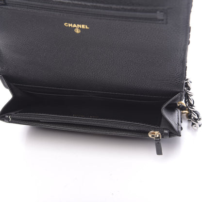 Chanel Calfskin Crochet 19 Wallet On Chain WOC Black 5 of 13