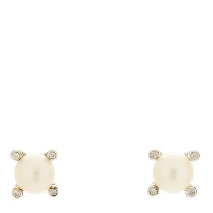 David Yurman Sterling Silver Diamond Pearl 6-6.5mm Cable Stud Earrings 1 of 3