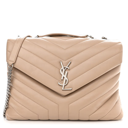 Saint Laurent Calfskin Y Quilted Monogram Medium Loulou Chain Satchel Dark Beige 1 of 15