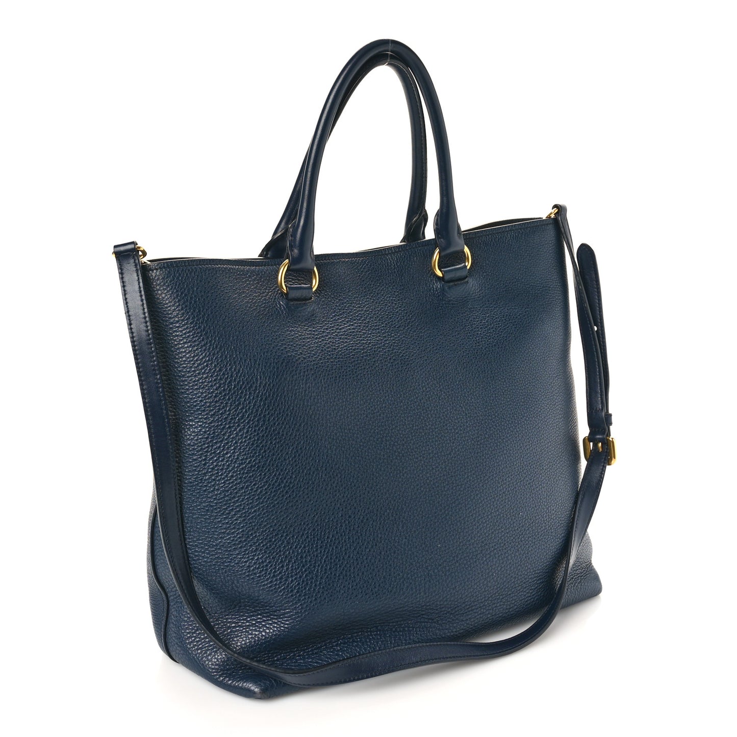 Vitello Daino Pocket Shopping Tote Blue