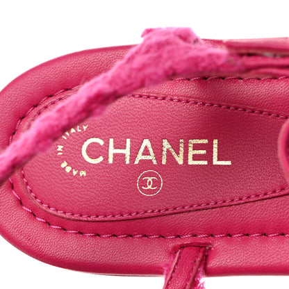 Chanel Cashmere Tweed CC Logo Thong Sandals 38 Fuchsia 6 of 9