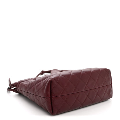 Chanel Lambskin Quilted Drawstring Clutch With Strap Dark Burgundy 4 of 11