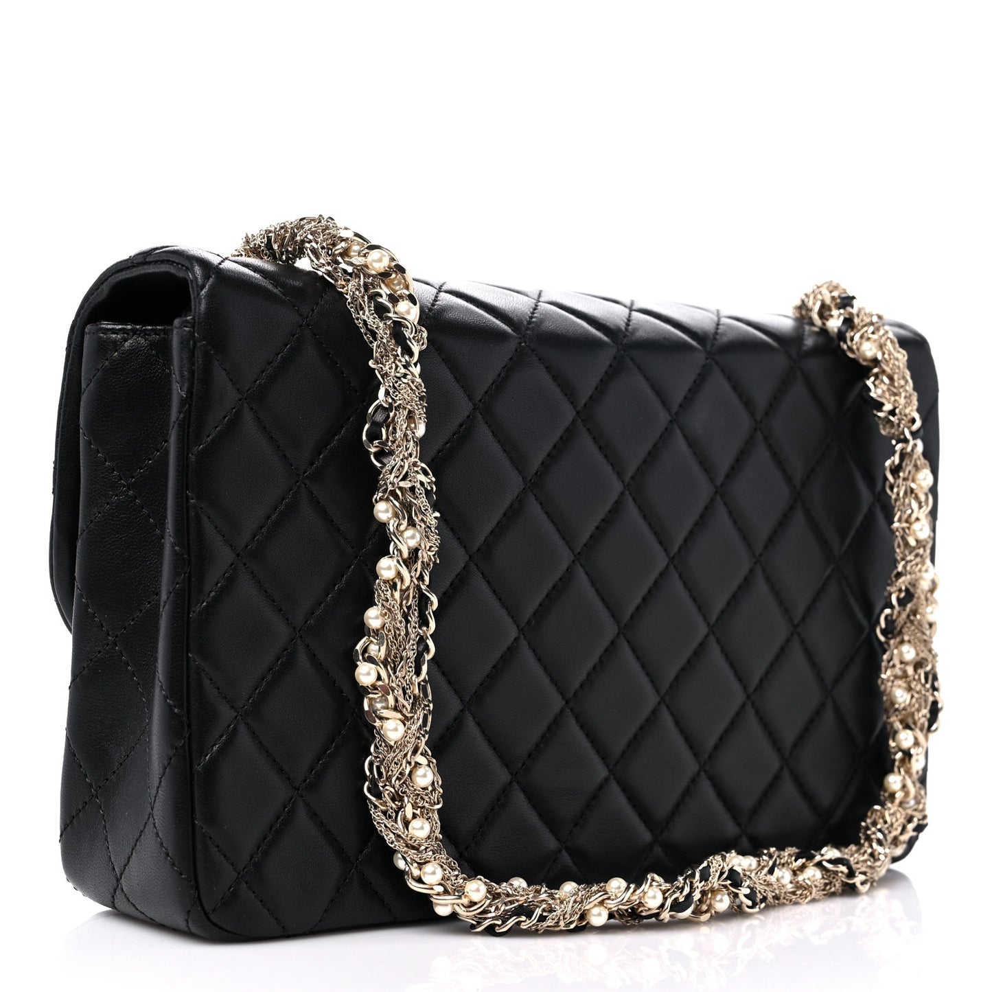 Lambskin Medium Westminster Pearl Flap Black