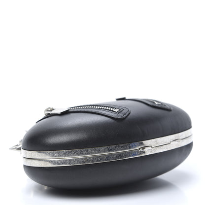 Alexander McQueen Nappa Skull Knuckle Oval Box Clutch Black 4 of 11