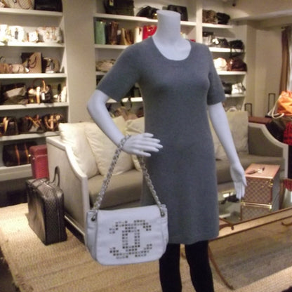 Chanel Leather Metal Mosaic Studs Flap White 2 of 14