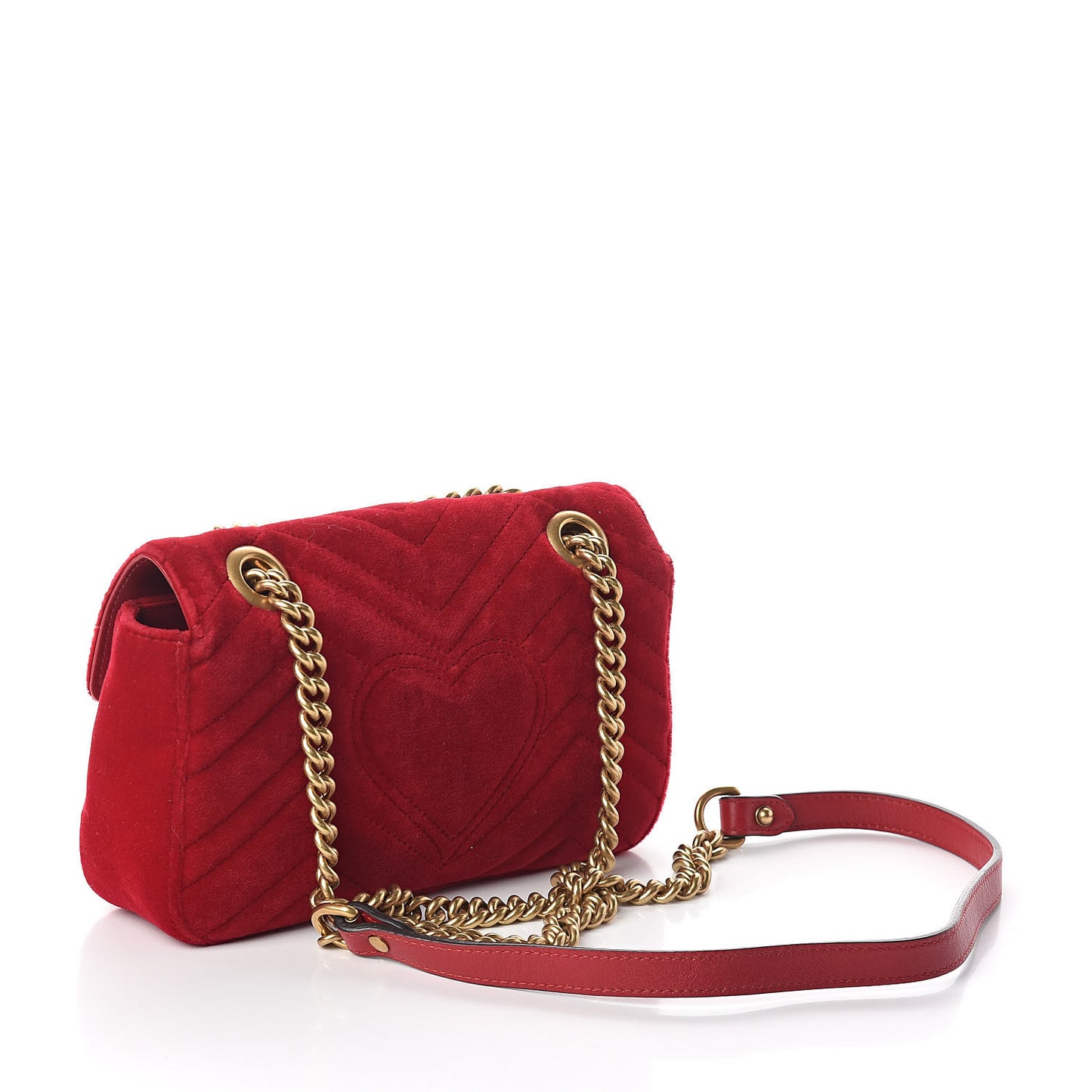 Velvet Matelasse Mini GG Marmont Shoulder Bag Hibiscus Red