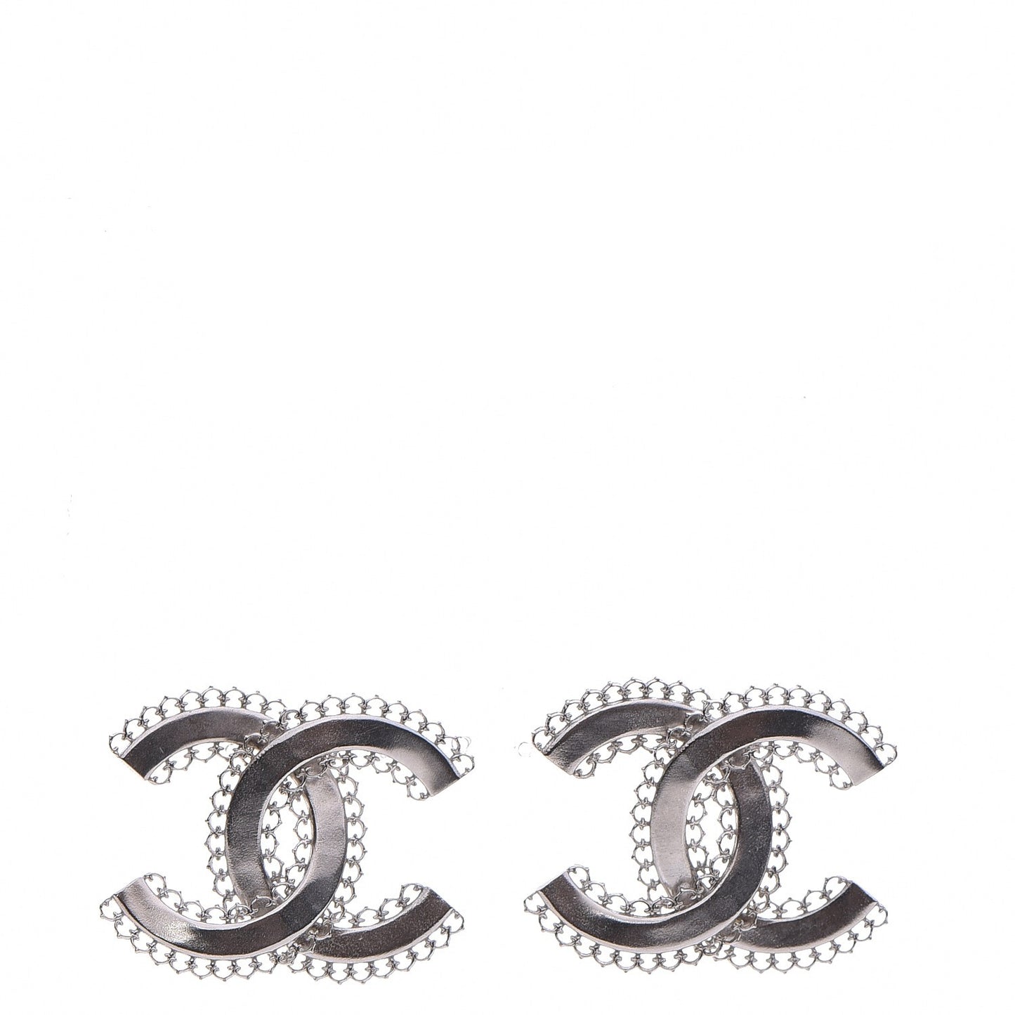 Scalloped CC Earrings Silver