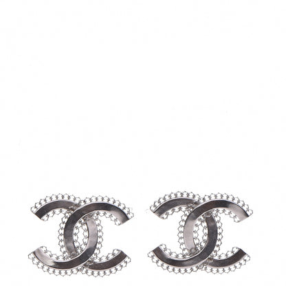 Chanel Scalloped CC Earrings Silver 1 of 6