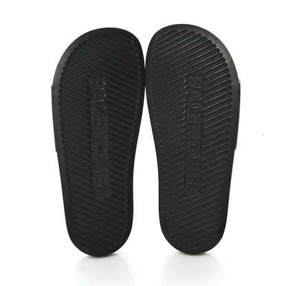 Balenciaga Rubber Womens Logo Pool Slide Sandals 38 Black 5 of 9