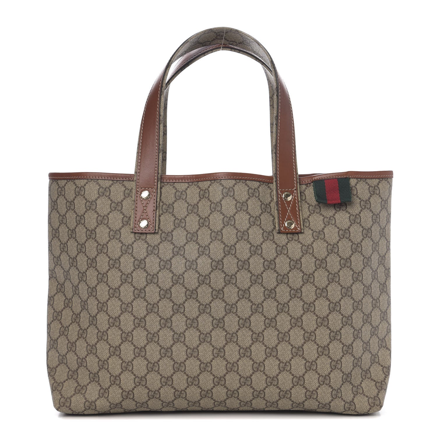 Gucci GG Plus Monogram Medium Signature Web Loop Tote Brown 1 of 12