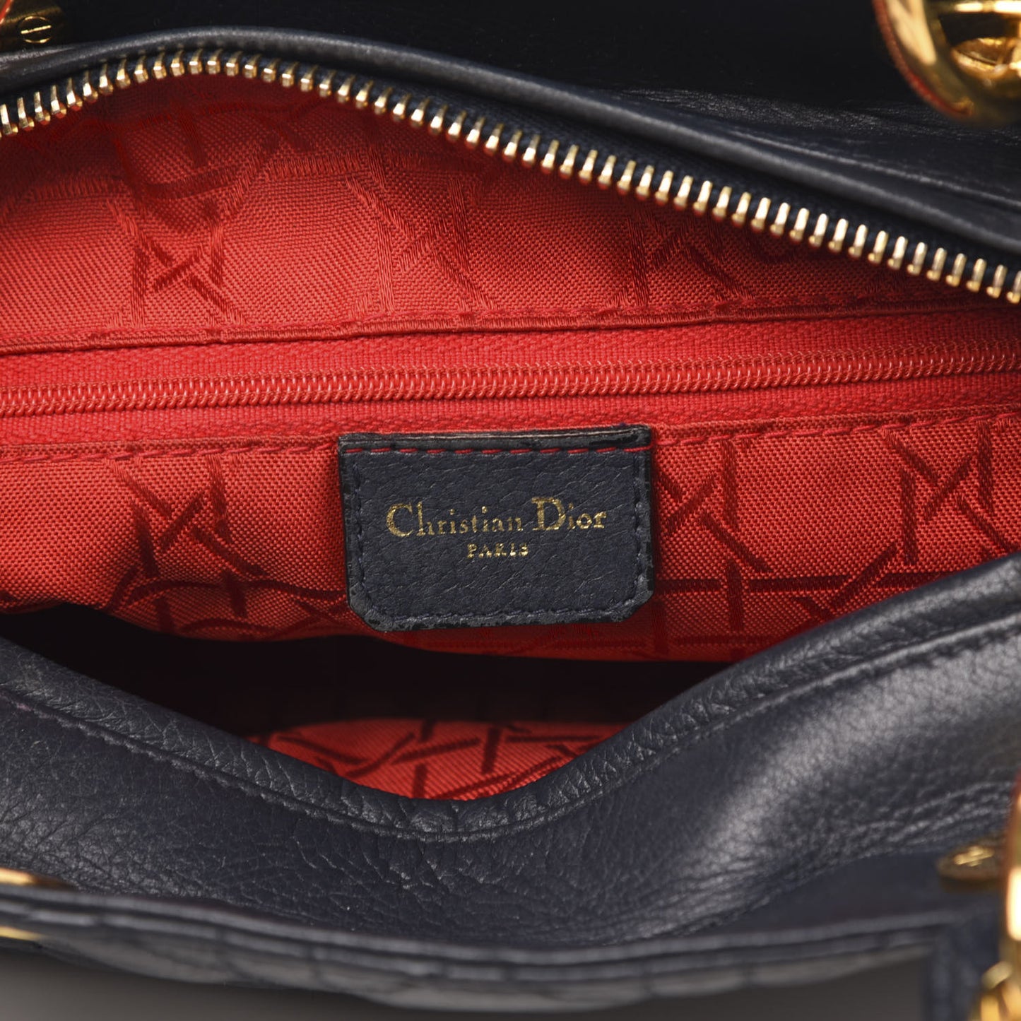 Grained Calfskin Cannage Medium Supple Lady Dior Navy