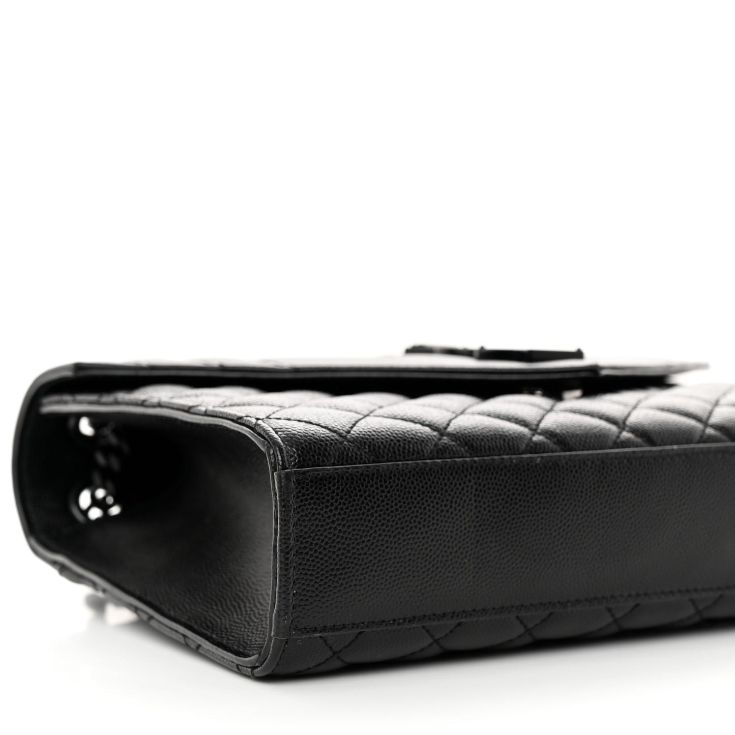 Grain De Poudre Textured Mixed Matelasse Triquilt Medium Monogram Monochrome Satchel Black