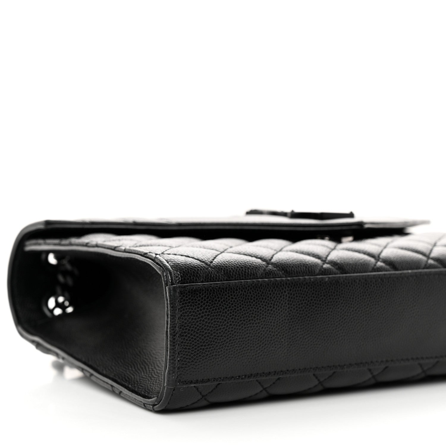 Saint Laurent Grain De Poudre Textured Mixed Matelasse Triquilt Medium Monogram Monochrome Satchel Black 10 of 11