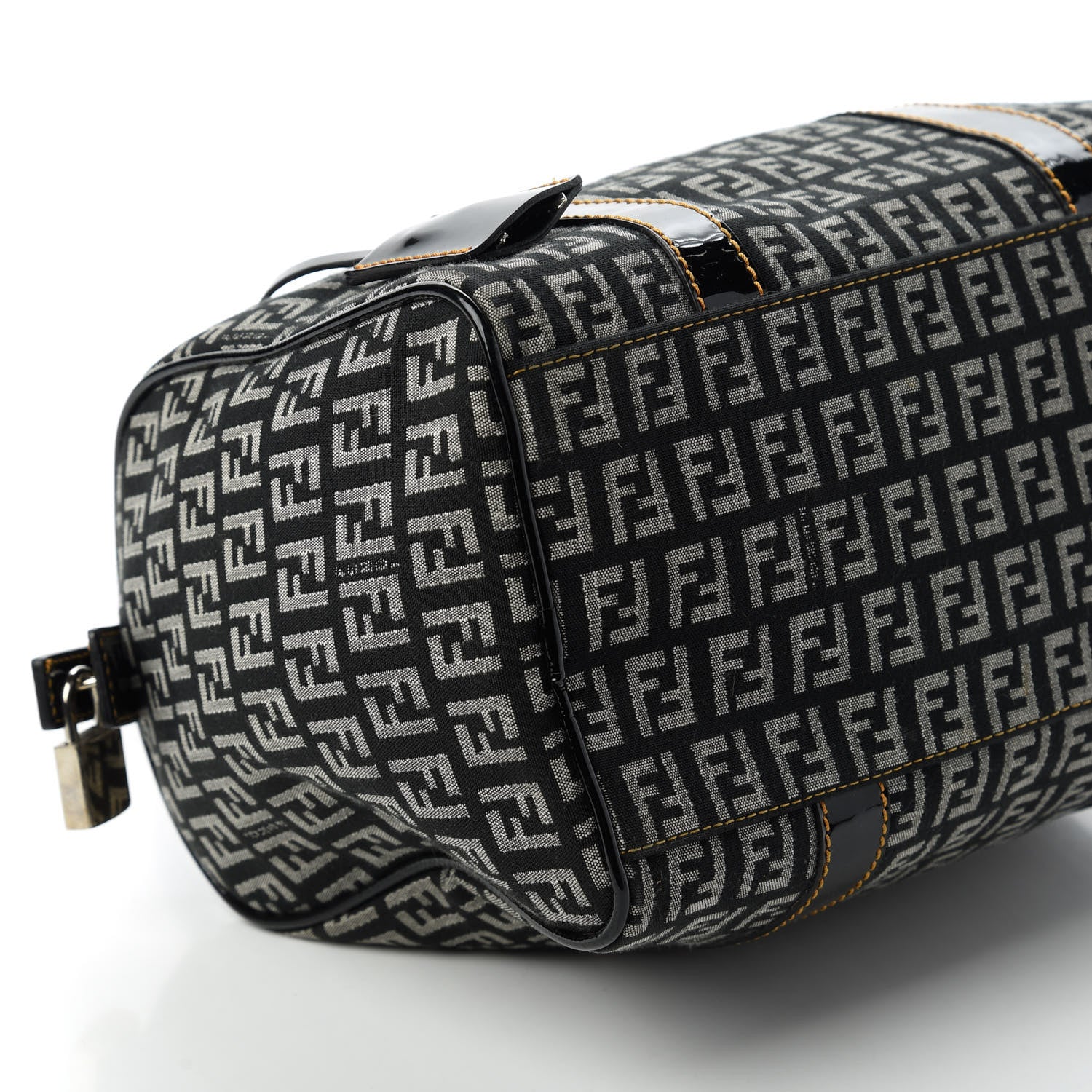 Fendi Zucchino Patent Small Forever Boston Black Panna 6 of 10