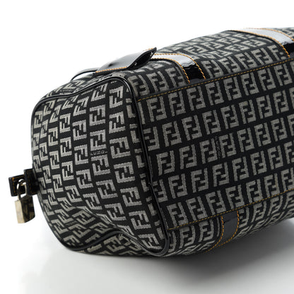 Fendi Zucchino Patent Small Forever Boston Black Panna 6 of 10