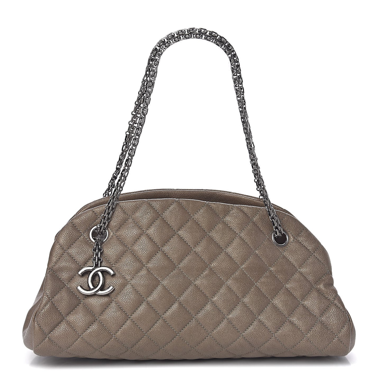 Metallic Caviar Quilted Medium Just Mademoiselle Beige