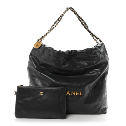 Chanel Shiny Calfskin Quilted Chanel 22 Dark Grey 3 of 12