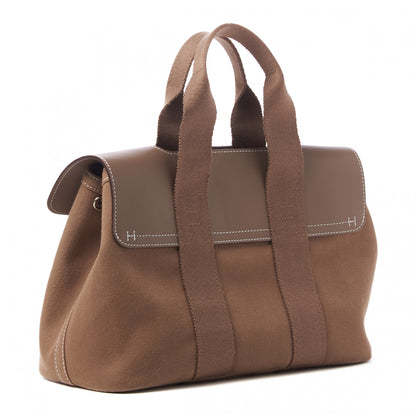 Hermes Chevron Herringbone Toile Swift Valparaiso Tote PM Etoupe 2 of 7