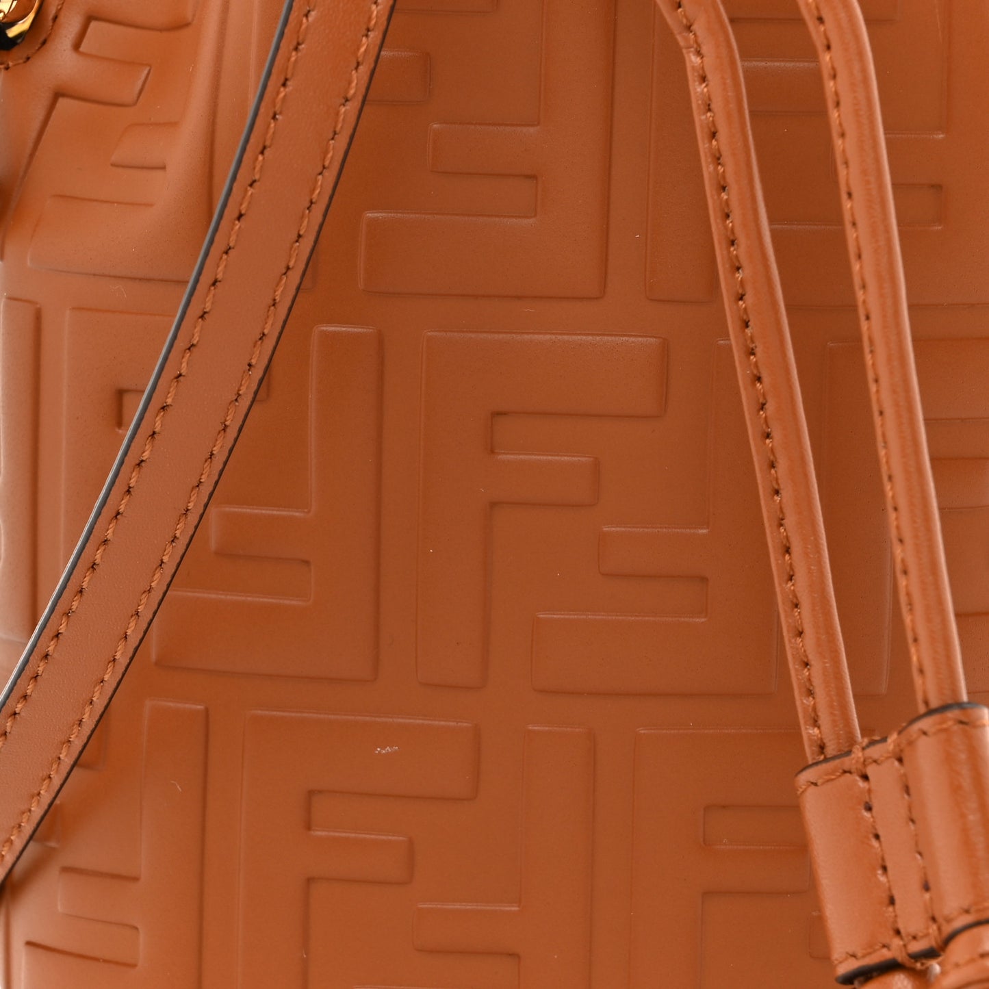 Vitello Liberty F is Fendi FF 1974 Embossed Mini Mon Tresor Bucket Bag Brandy