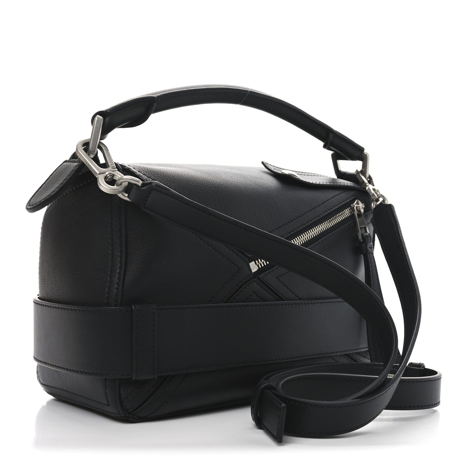 Loewe Shiny Calfskin Small Puzzle Biker Bag Black 3 of 9