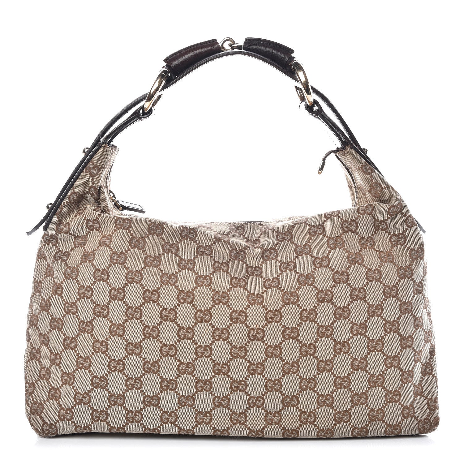 Gucci Monogram Medium Horsebit Chain Hobo Dark Brown 1 of 14