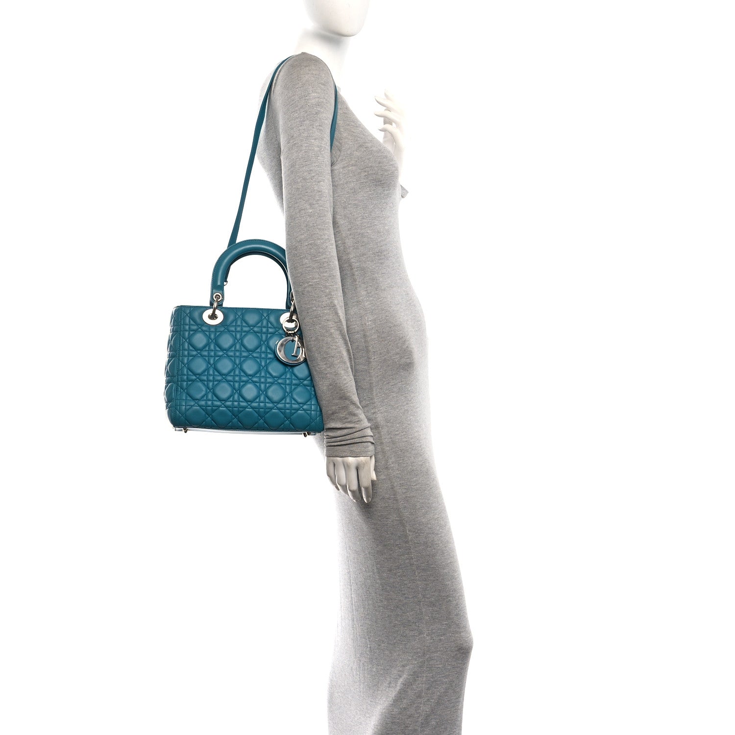 Christian Dior Lambskin Cannage Medium Lady Dior Blue 2 of 10