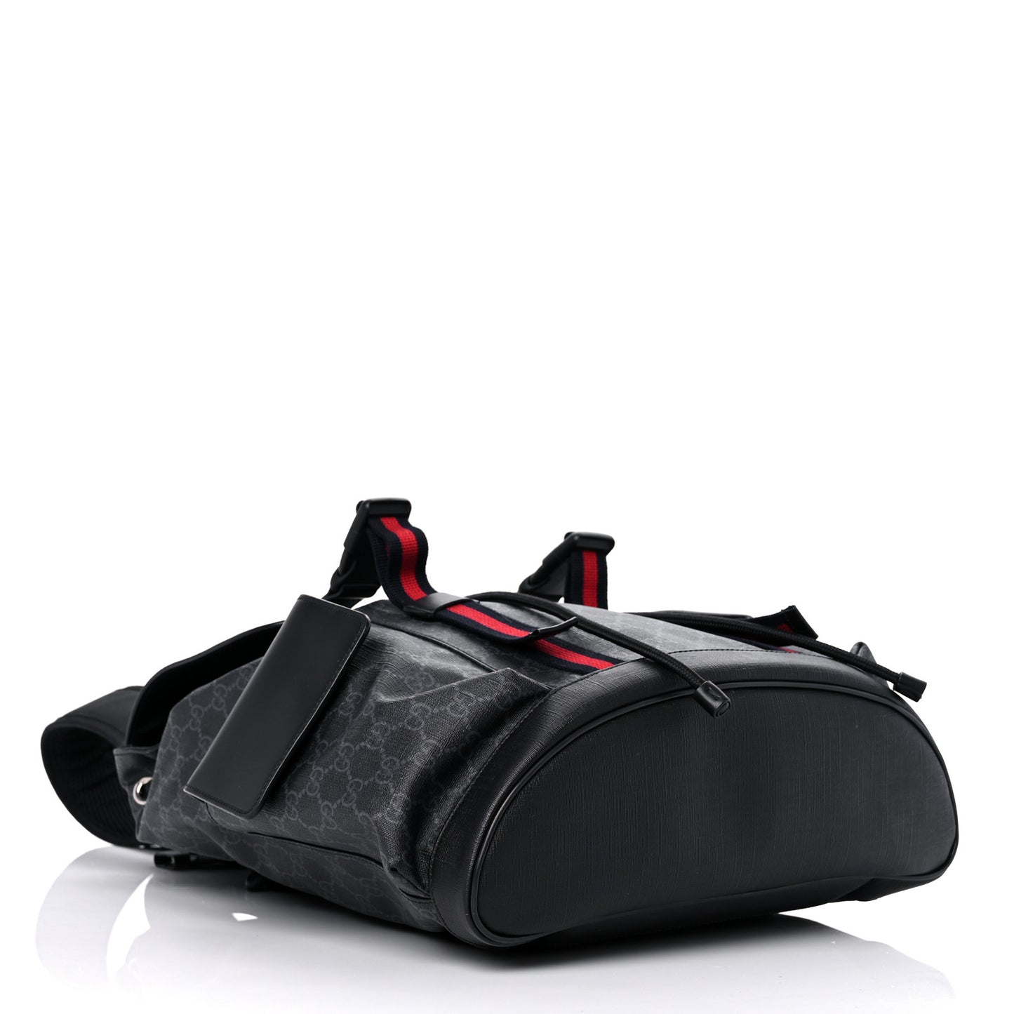Soft GG Supreme Monogram Appia Calfskin Web Double Buckle Backpack Black