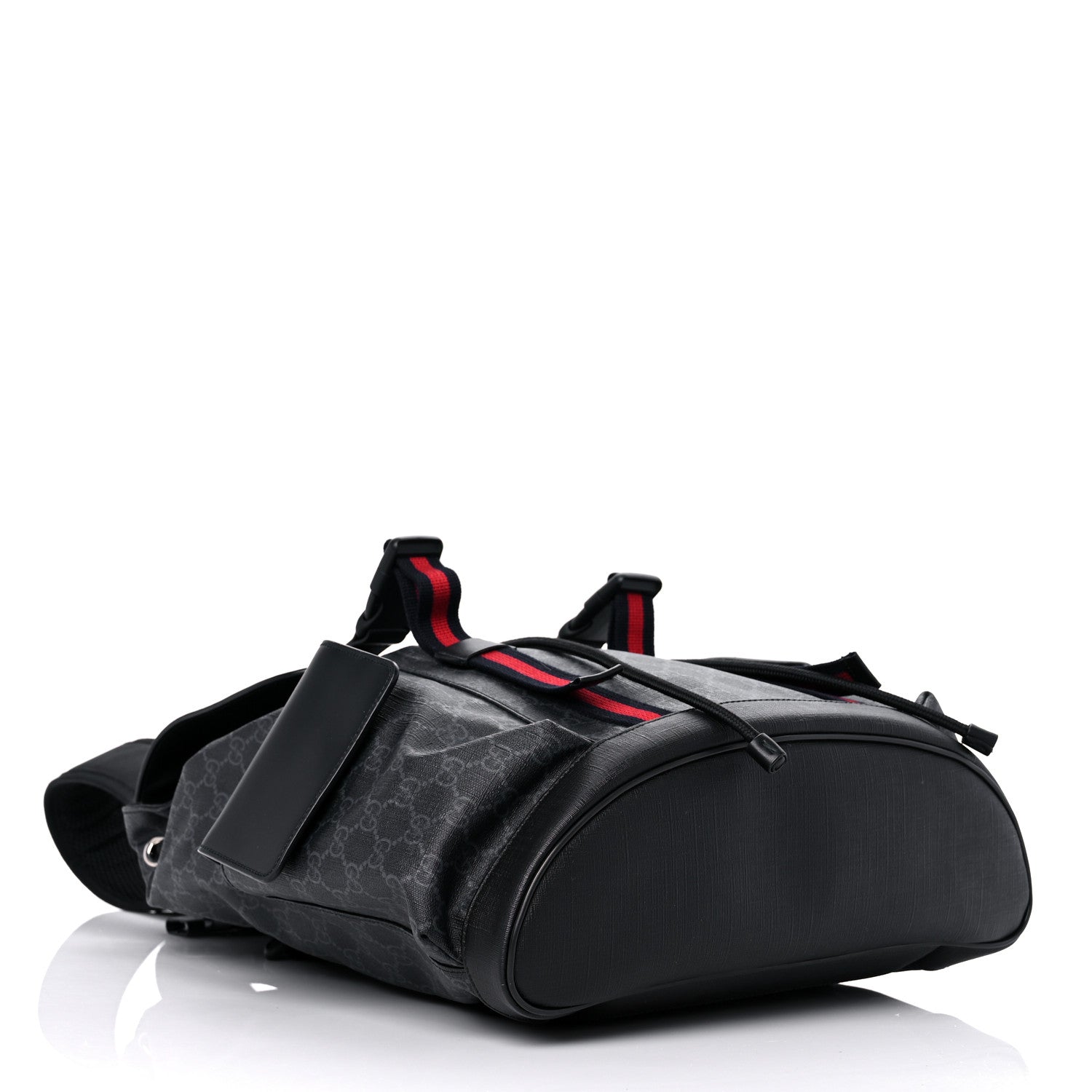 Gucci Soft GG Supreme Monogram Appia Calfskin Web Double Buckle Backpack Black 4 of 12