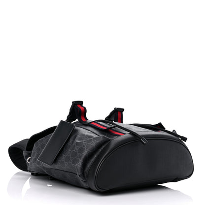 Gucci Soft GG Supreme Monogram Appia Calfskin Web Double Buckle Backpack Black 4 of 12
