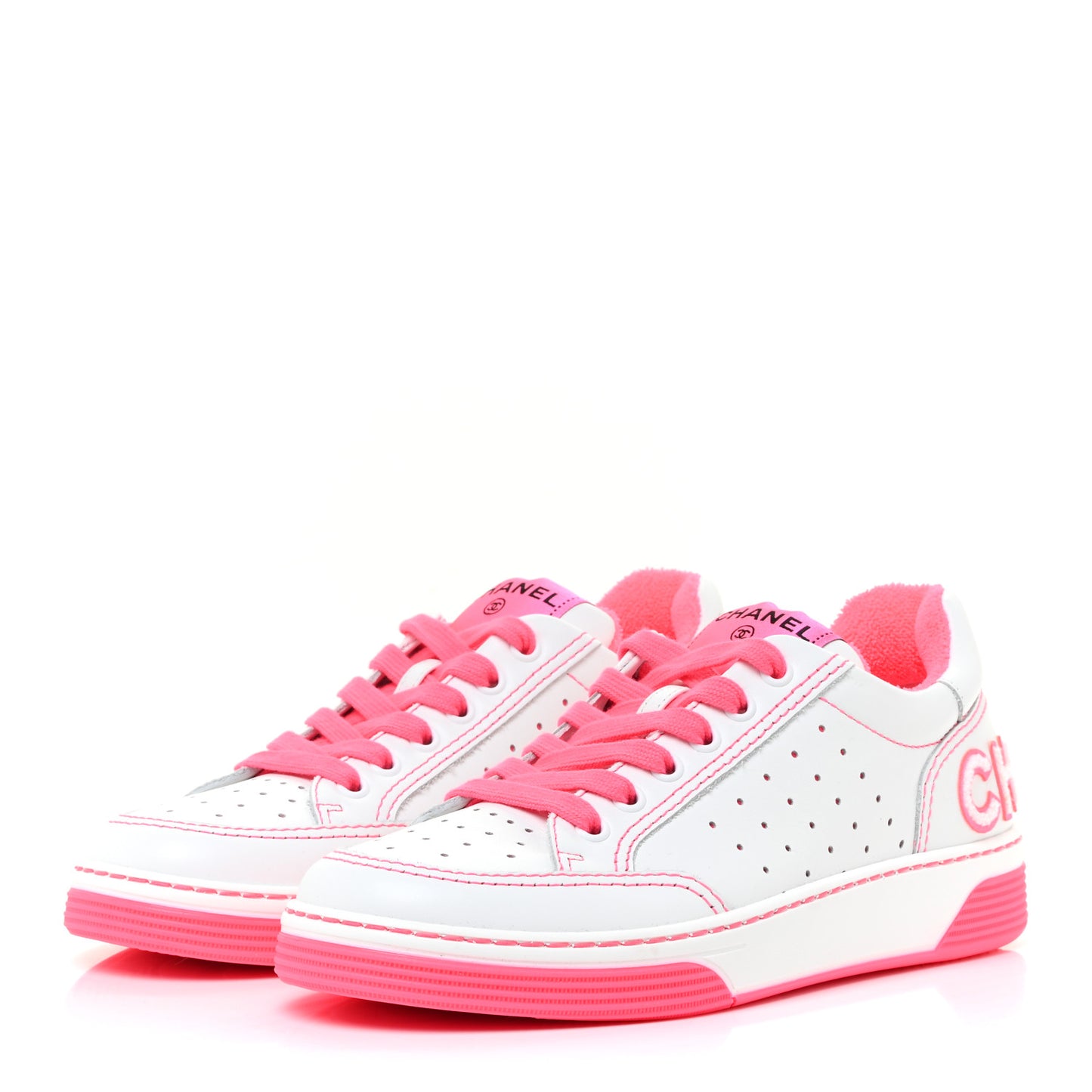 Calfskin Womens Logo Sneakers 36 Fuchsia White