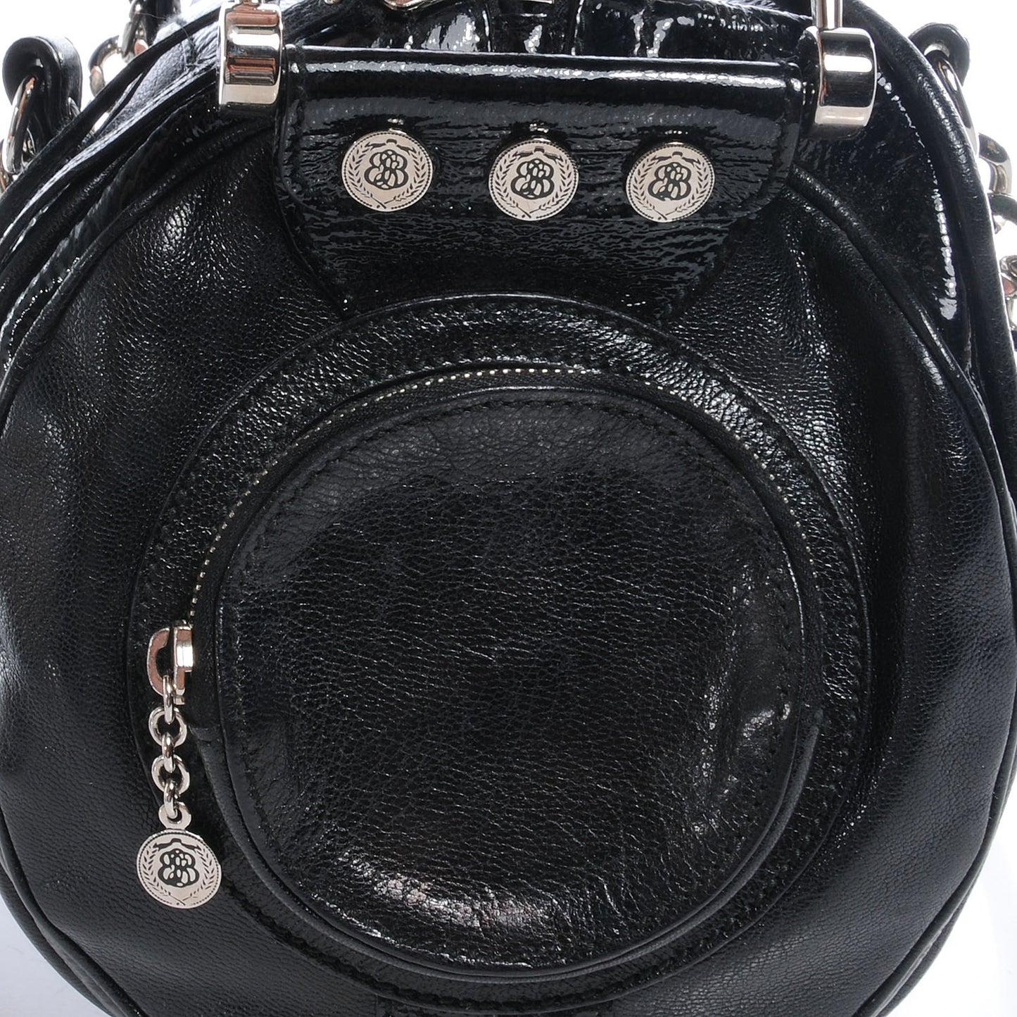 Leather Embossed Logo Satchel Black