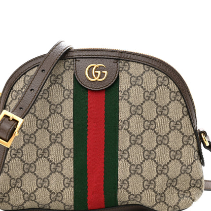 Gucci GG Supreme Monogram Textured Dollar Calfskin Web Small Ophidia Dome Shoulder Bag Beige Ebony New Acero 8 of 12
