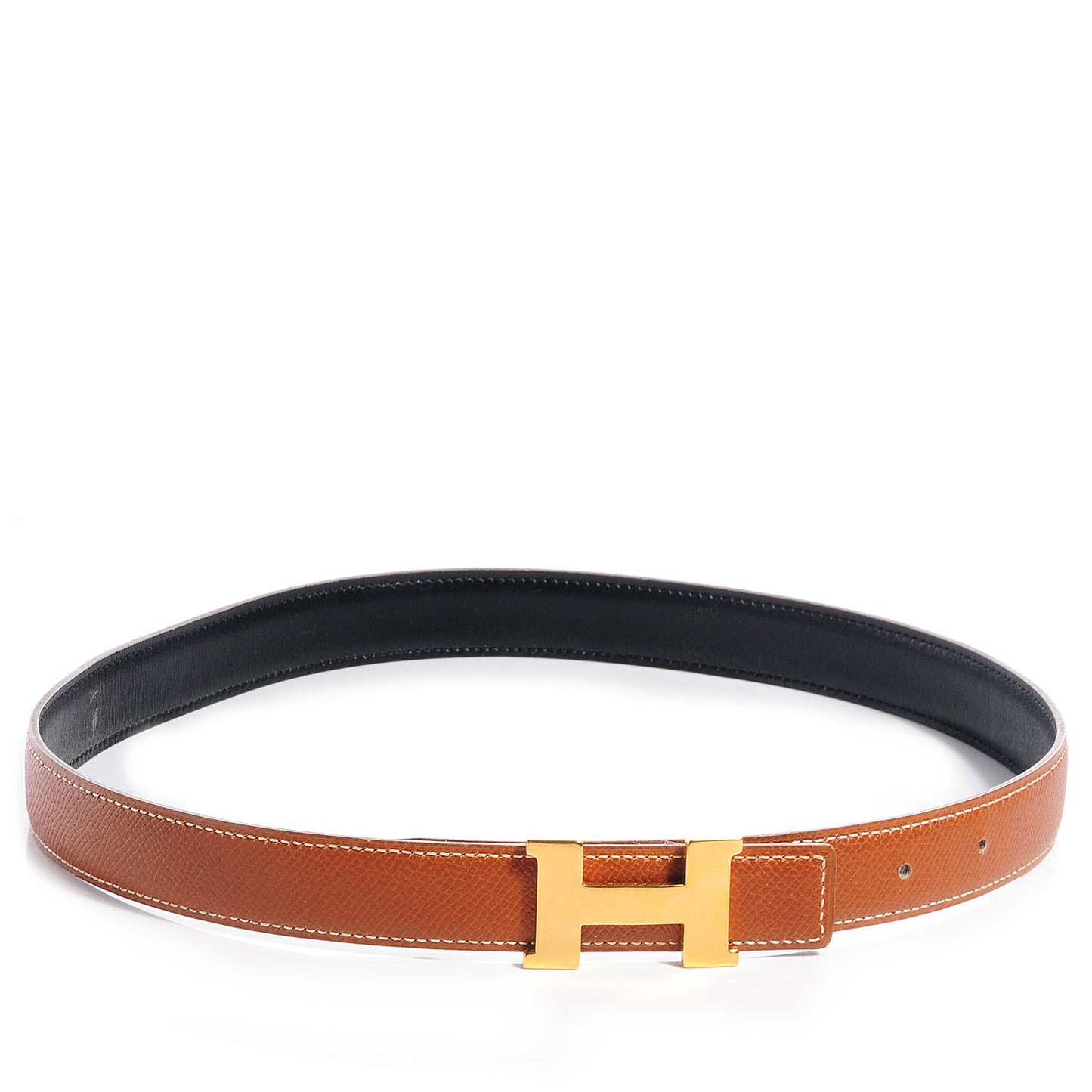 Box Courchevel Reversible Polished Constance 24mm H Belt 70 Noir Gold