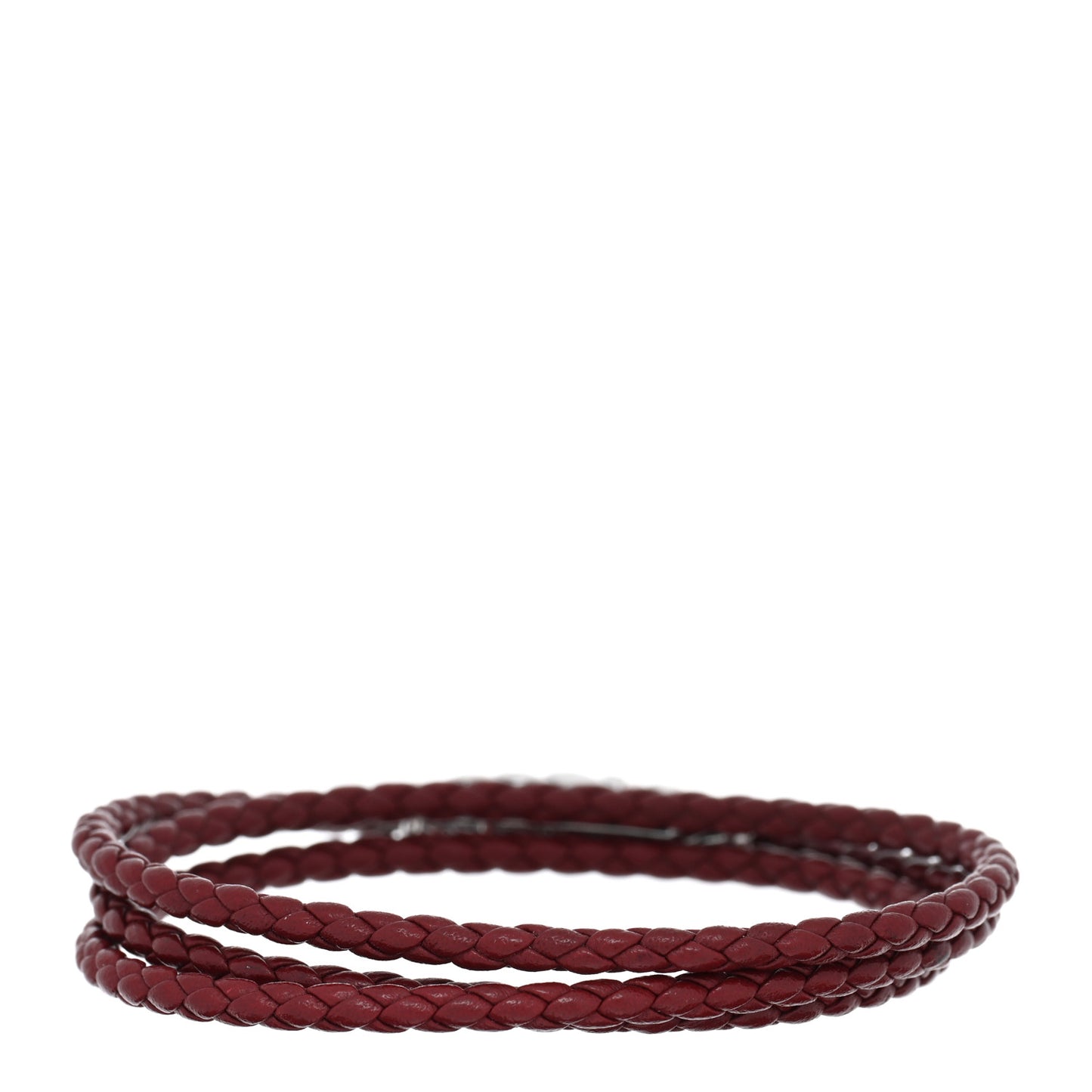 Sterling Silver Leather Mens Chevron Triple-Wrap Bracelet Red