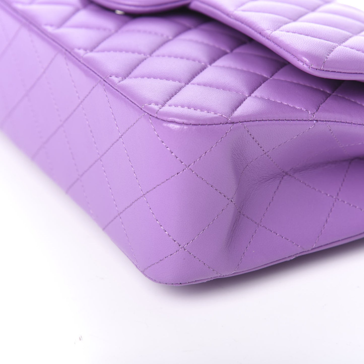 Lambskin Quilted Medium Double Flap Purple