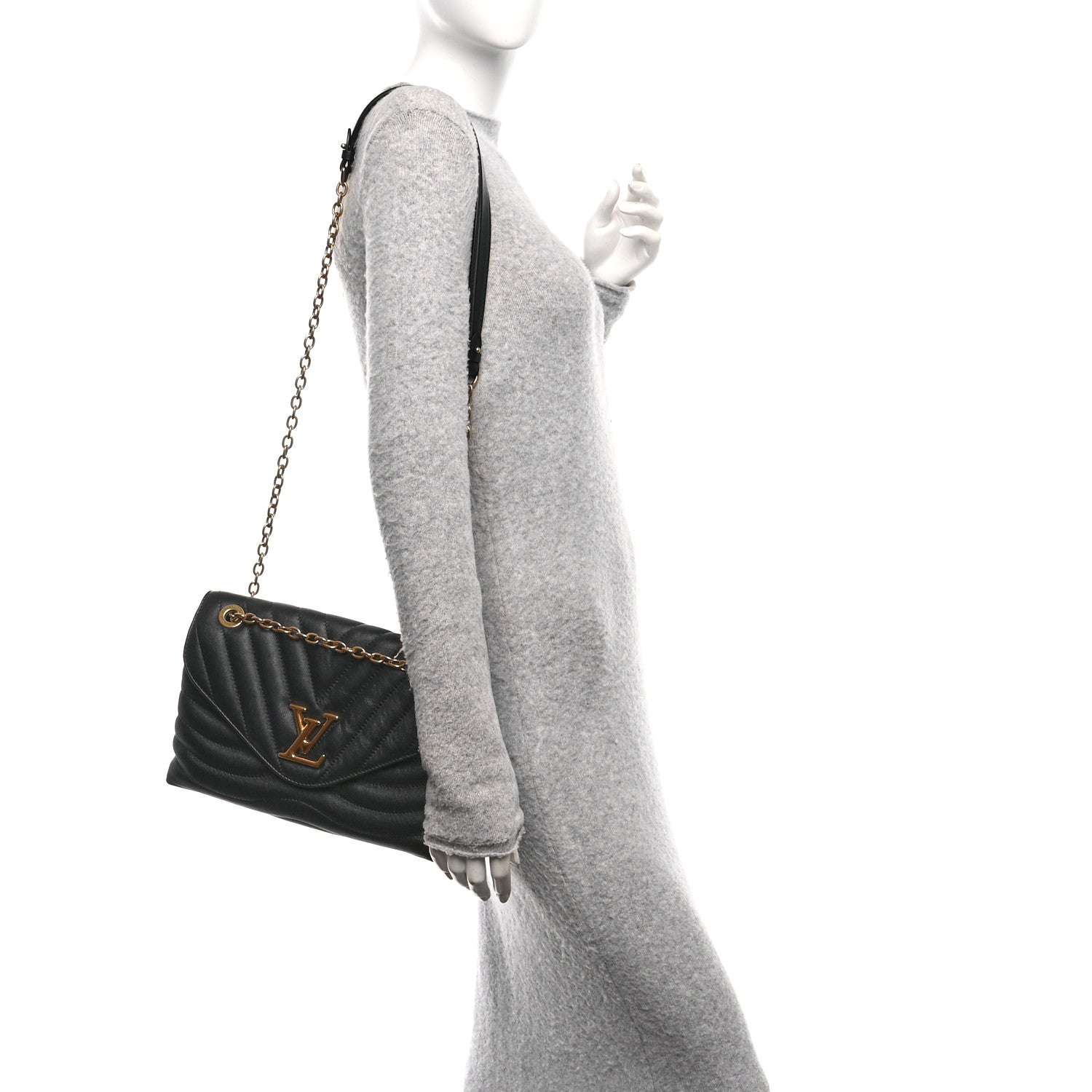 Louis Vuitton Calfskin LV New Wave Chain Bag GM Black 2 of 11