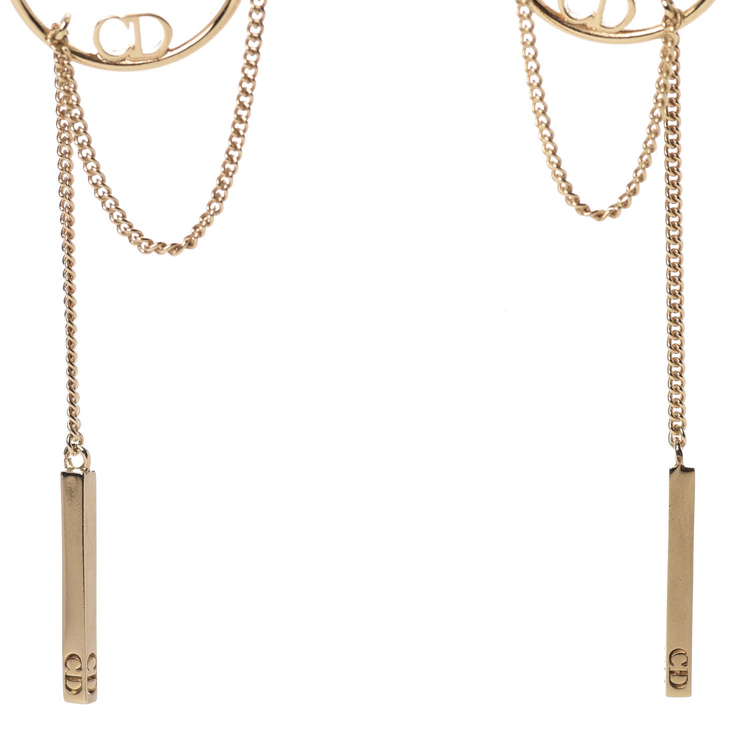 Christian Dior Pearl Tribales Dangle Chain Earrings Gold 5 of 6
