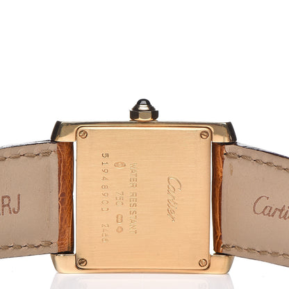 Cartier 18K Yellow Gold Alligator 25mm Tank Francaise Quartz Watch Brown 5 of 8