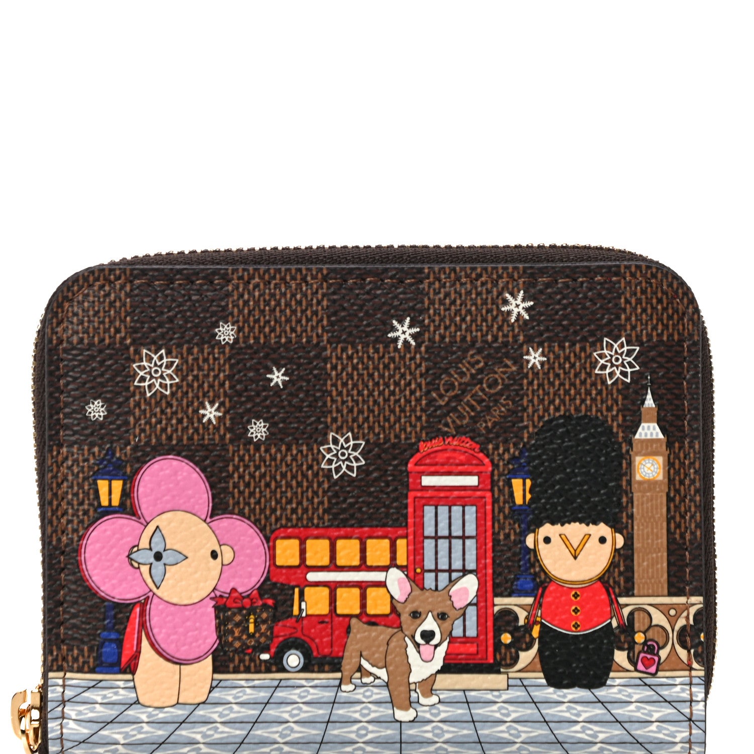 Louis Vuitton Damier Ebene 2021 Christmas Animation London Zippy Coin Purse Red 7 of 10