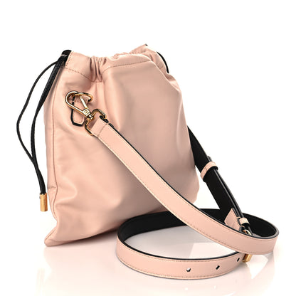 Fendi Soft Nappa Logo Small Drawstring Pouch Bag Rosa Quarzo Black 2 of 8