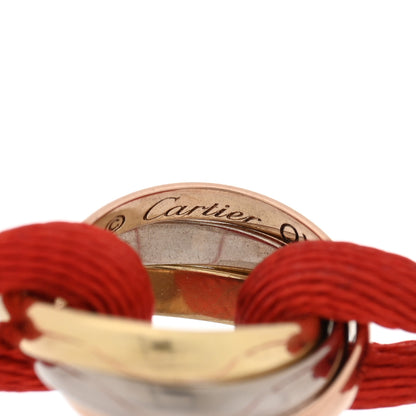 Cartier 18K Pink Yellow White Gold Trinity Cord Bracelet Red 3 of 3