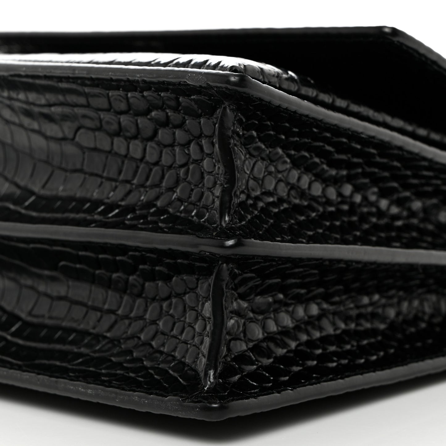 Calfskin Crocodile Embossed Medium Monogram Sunset Black